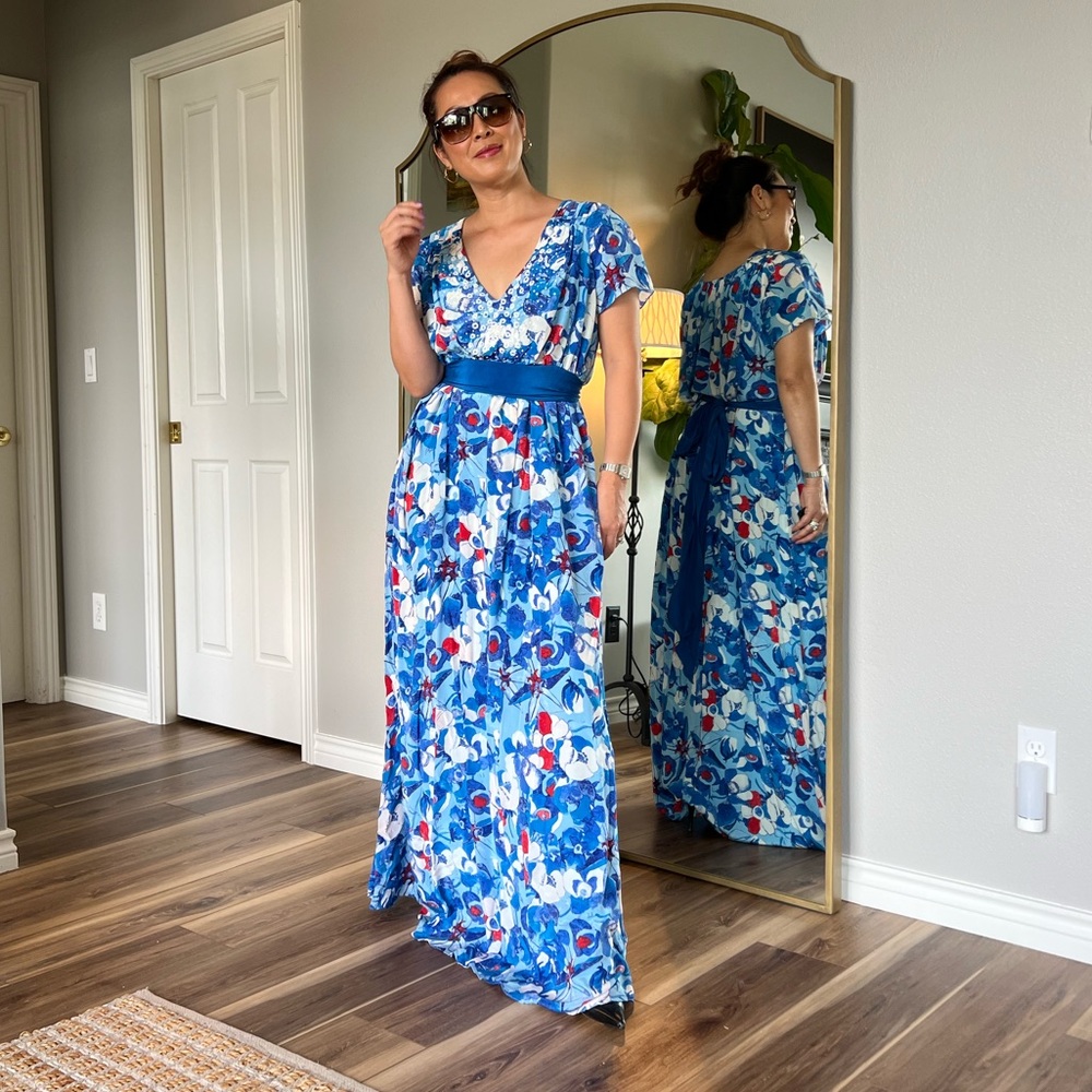 Arabella Blue Poppy Dress Peter Som For Made In Kind - Picture 16 of 16